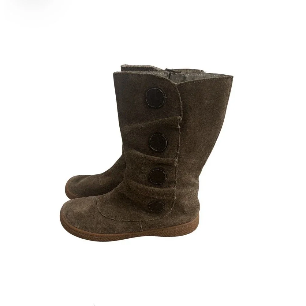 Livie and Luca Tiempo Saddle Brown Leather Mid-Calf Girls Boots Size 1Y